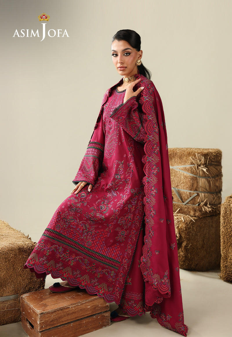 AJULKD-07 Embroidered Rod Stitched 3 Pcs