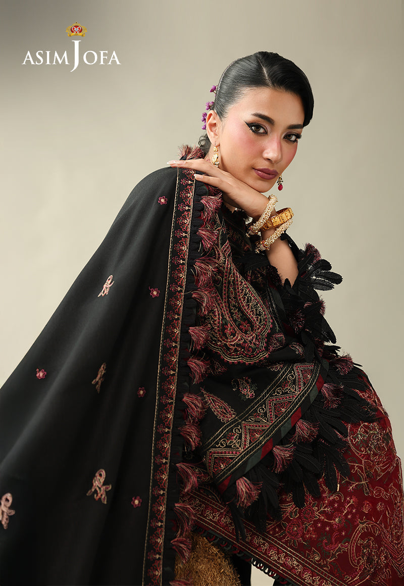 AJULK-01 Embroidered Herringbone Unstitched 3 Pcs