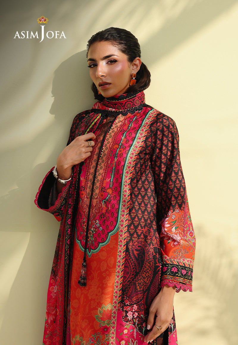 AJUC-08 Printed Crepe Silk Unstitched 3 Pcs