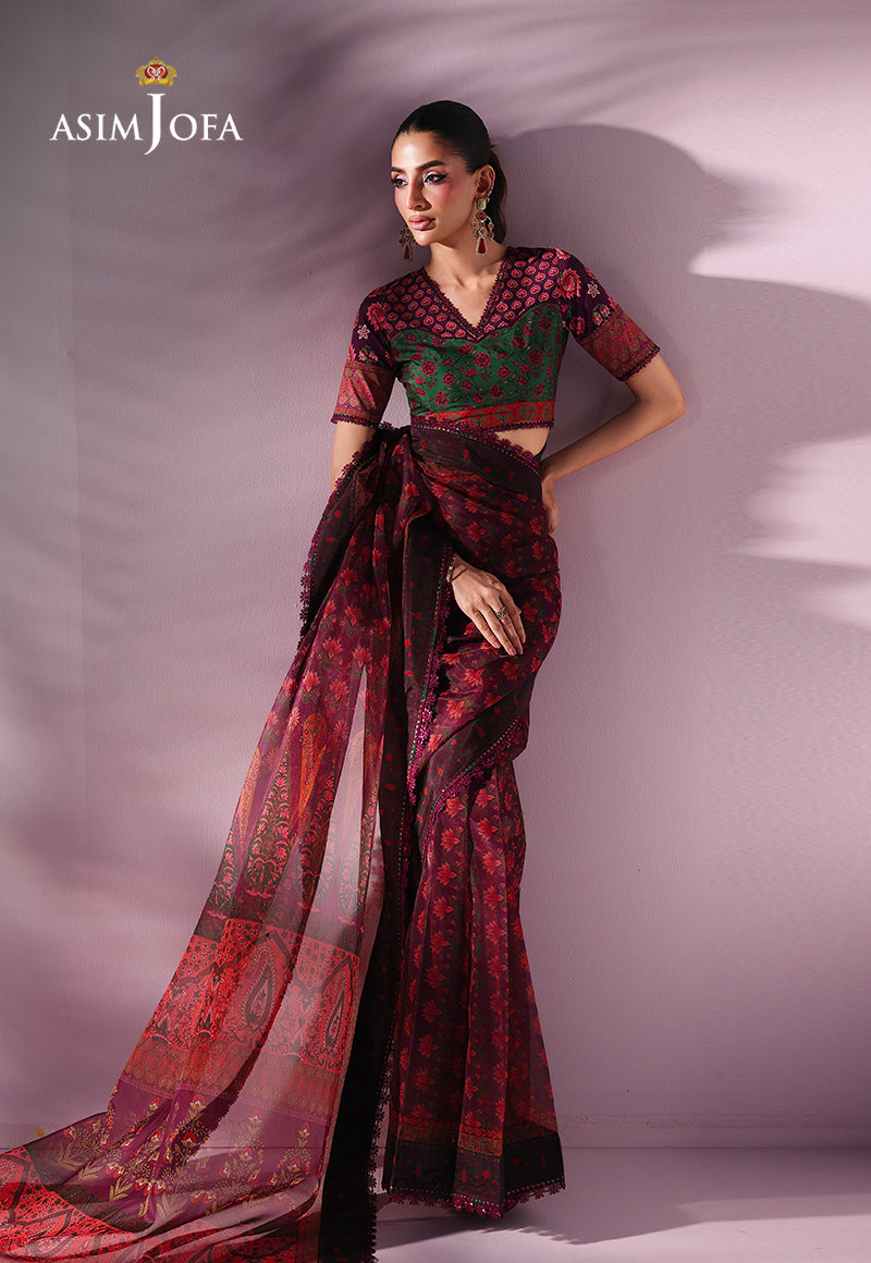 AJUC-10 Printed Organza Unstitched 2 Pcs