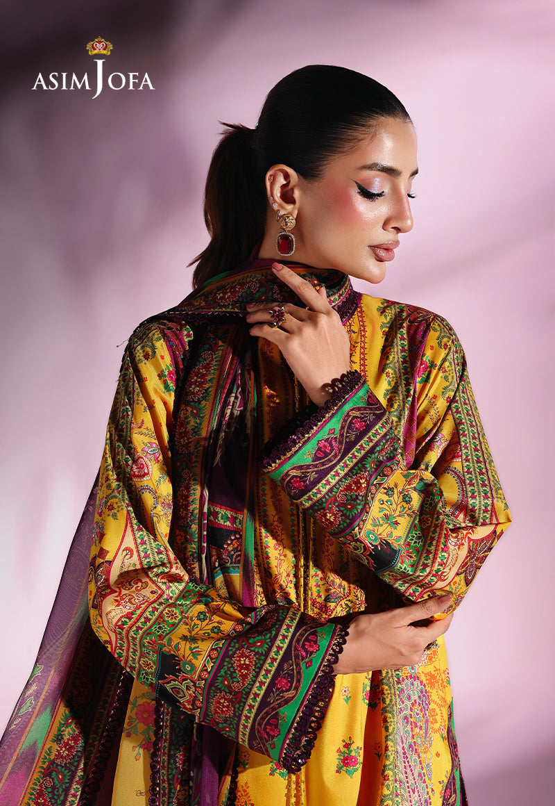 AJUC-03 Printed Katan Silk Unstitched 3 Pcs
