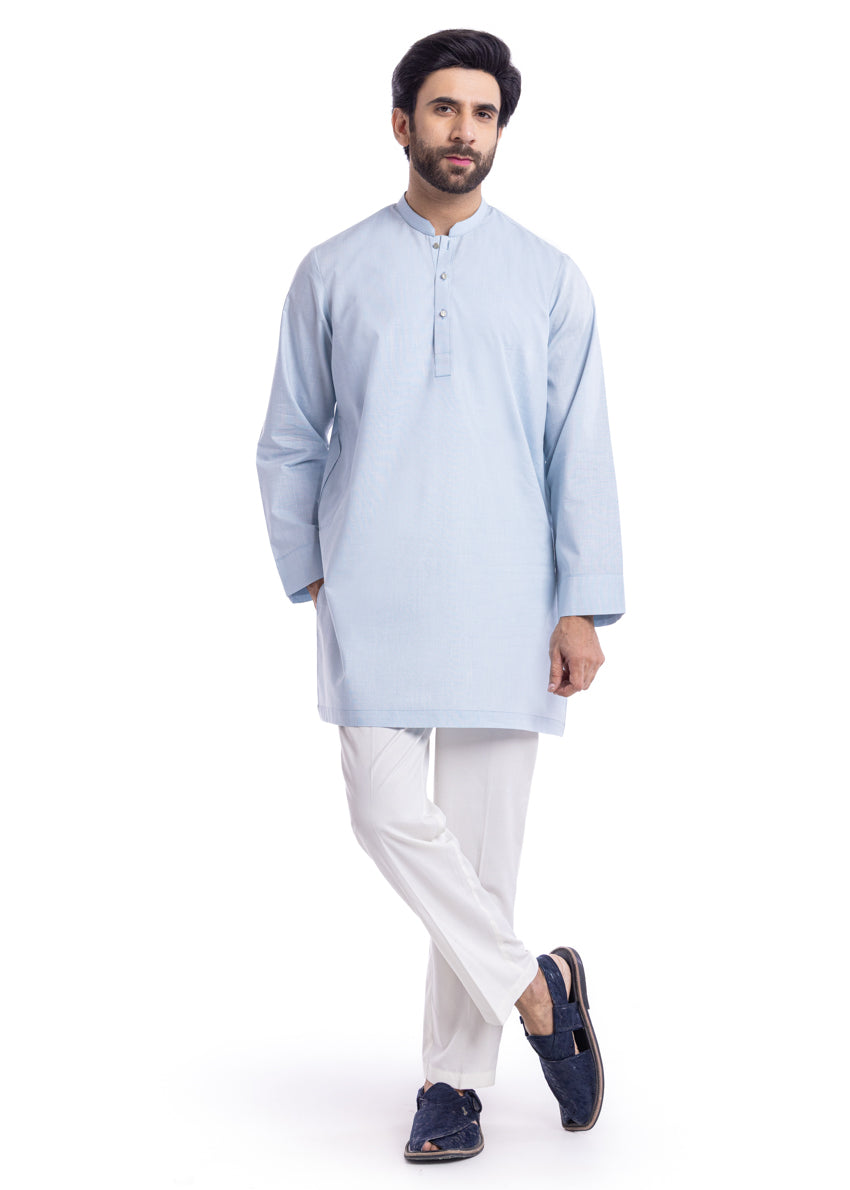 L-Blue-Blended-Kurta - (MP1PBW25BM1J1)
