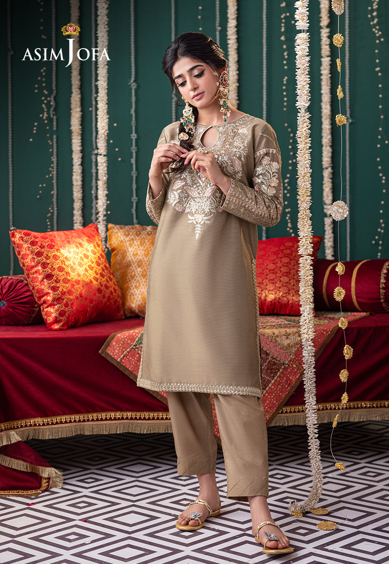 Ajtm-20 - 2 Pcs Embroidered Lurex Khantha Striper 2 Pcs