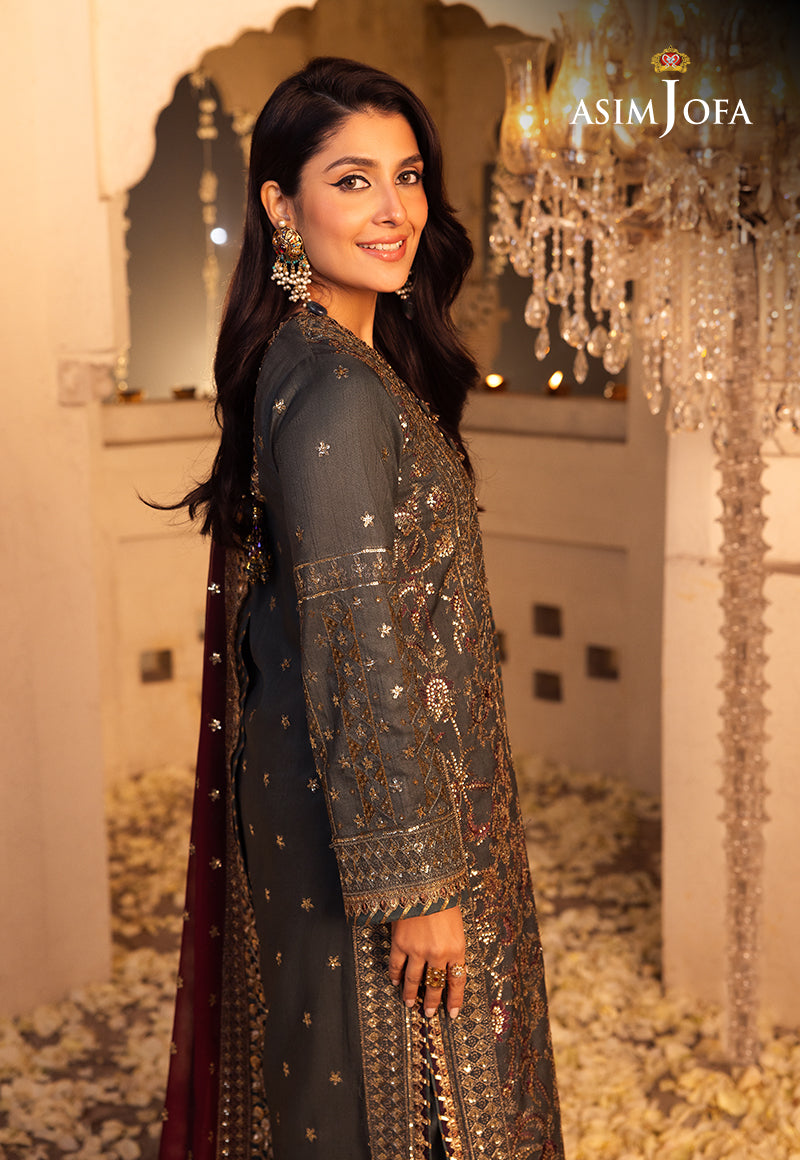 AJSH-07 EMBROIDERED RAW SILK 3 PCS