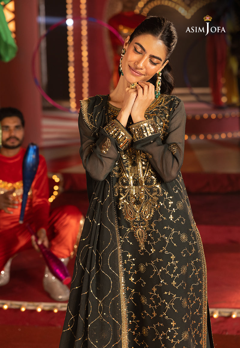 AJLLFD-02 Embroidered Chiffon STITCHED 3 PCS