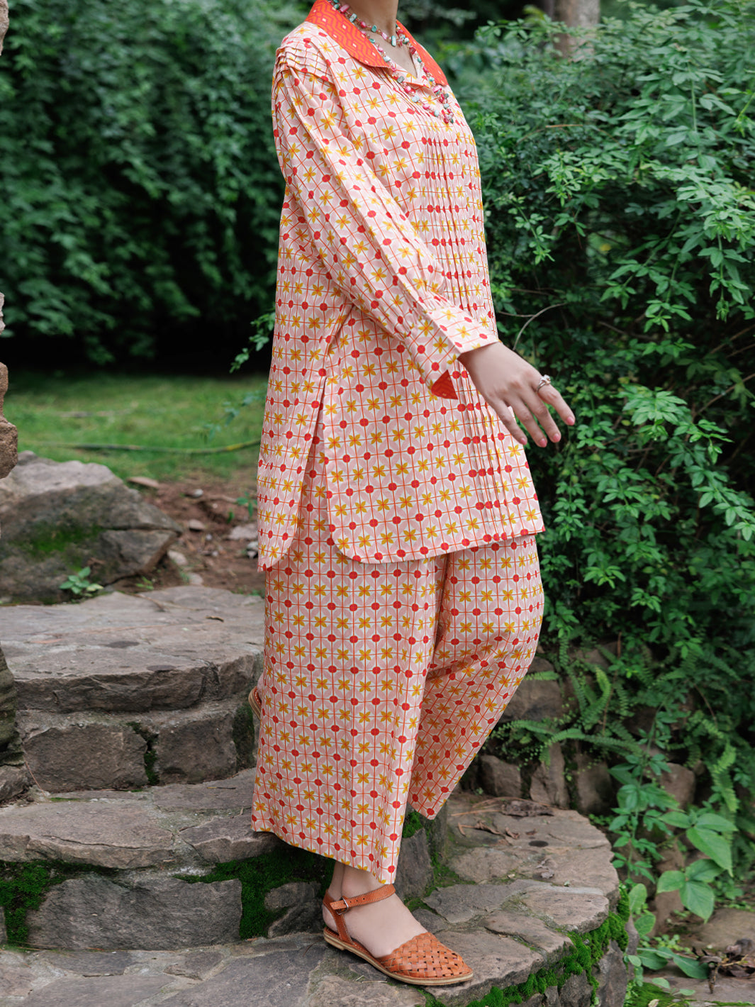Peach Cotton Co-Ord Set - AWP-2PS-SLKS-1056