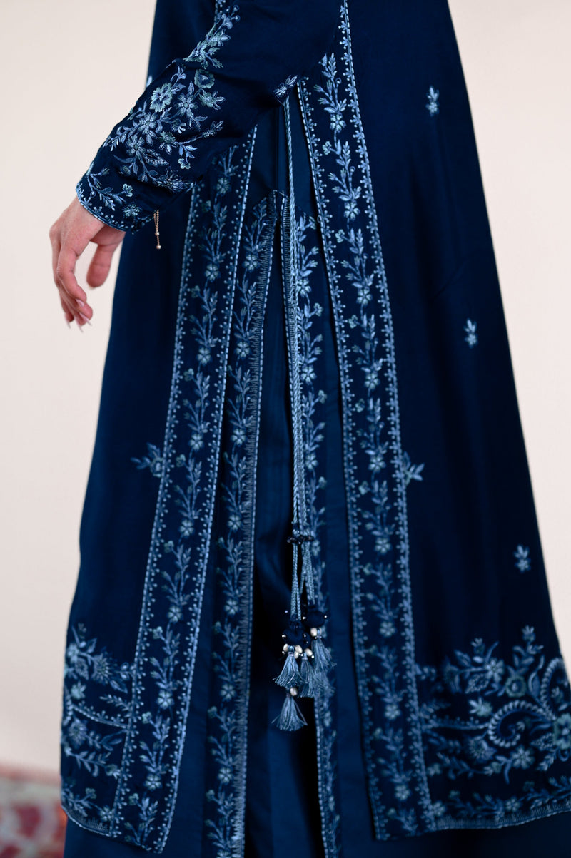 Navy Blue Luxury Embroidered Lawn 3Pcs Set (Npa3-26414) - Ready To Wear X Eid Ul Adha 26' / Express Delivery For Eid