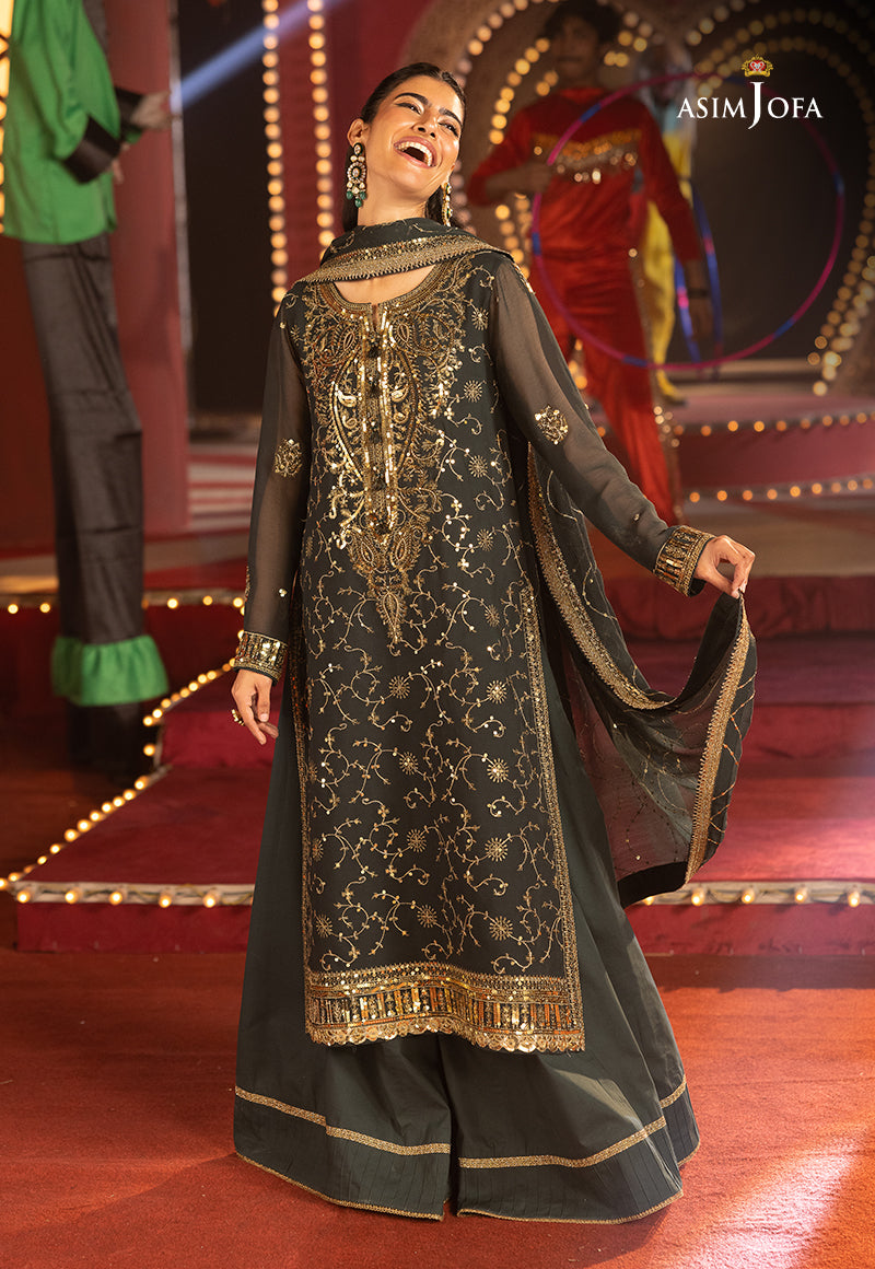 AJLLFD-02 Embroidered Chiffon STITCHED 3 PCS