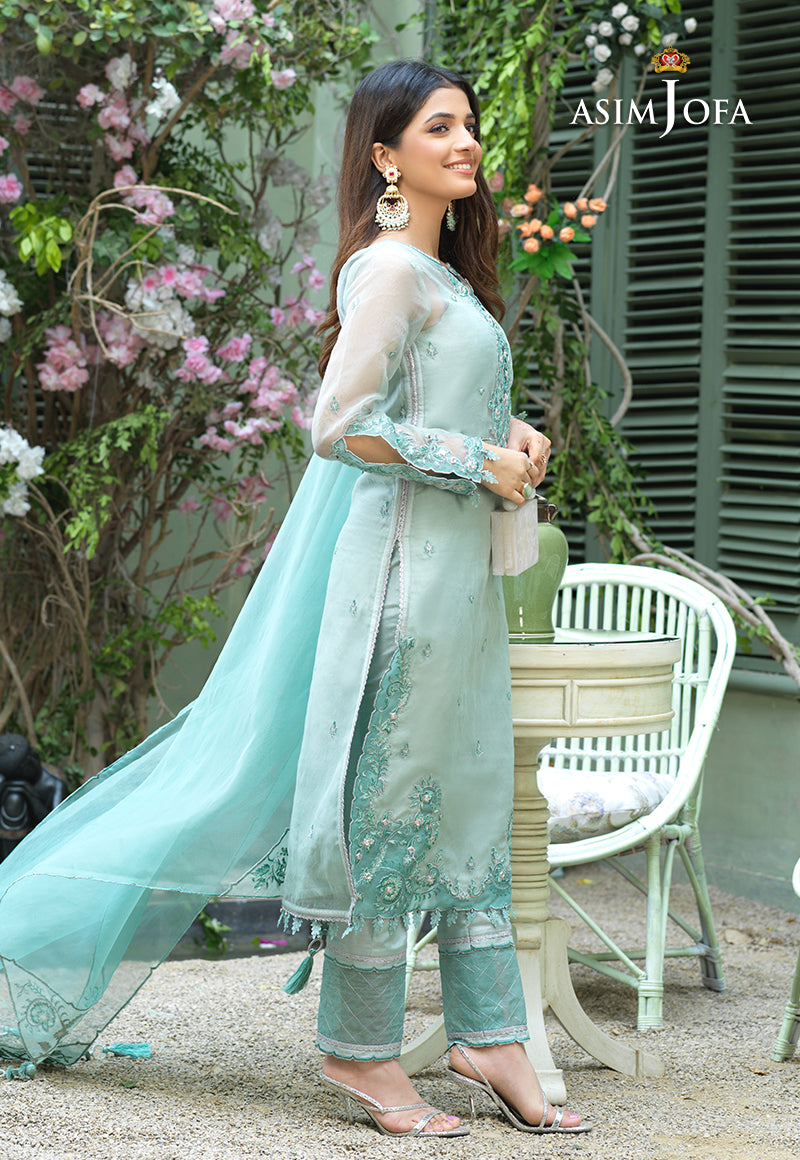 AJFCD-39 EMBROIDERED ORGANZA STITCHED 3 PCS