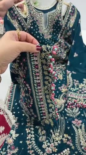 Aneelas Velvet Ada Work 3pc With Crush Sharara [SV] [VT-26-07] [Dispatch Time 3 Months]
