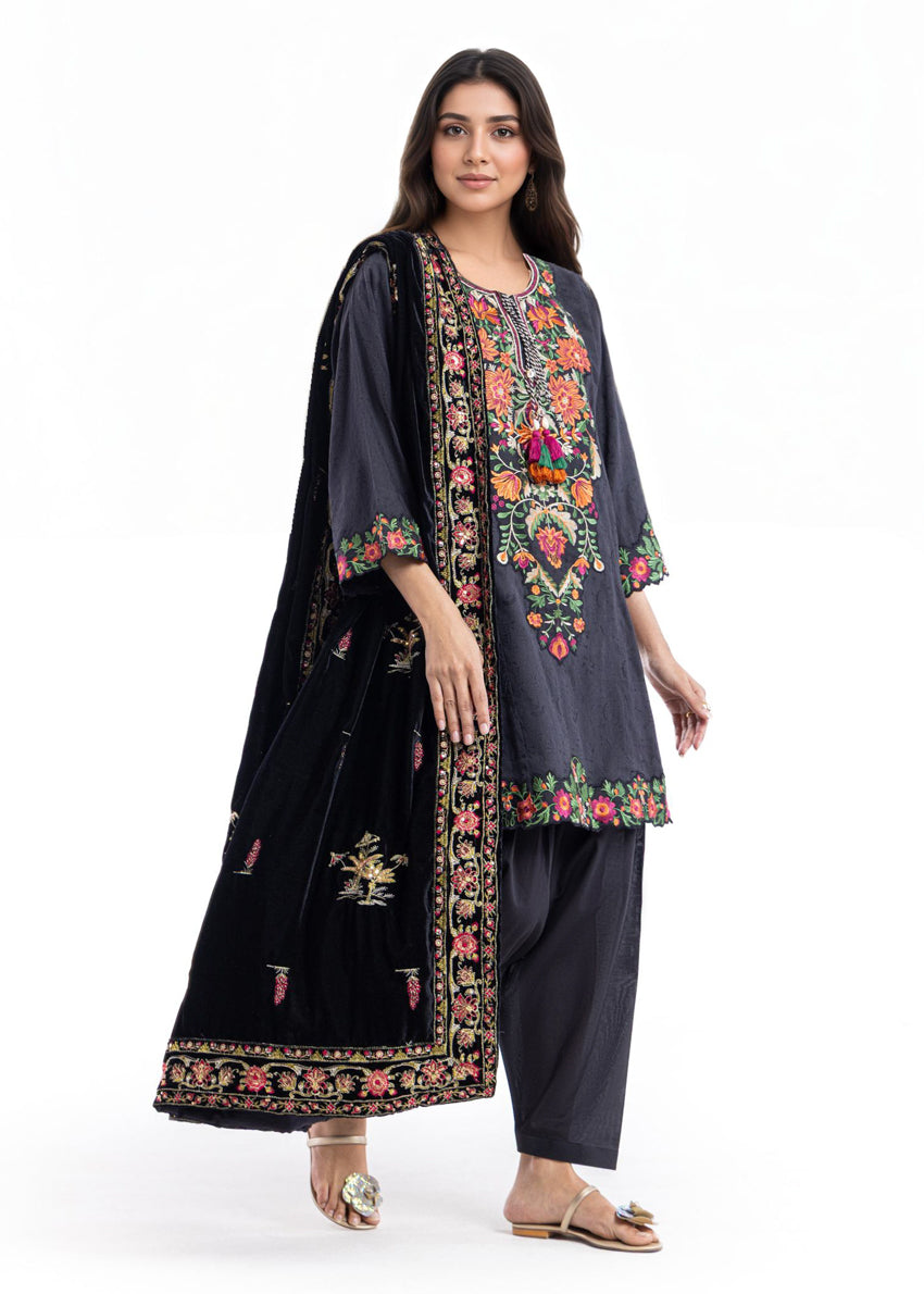 Embroidered Velvet Shawl (WPSHWBS26F2)