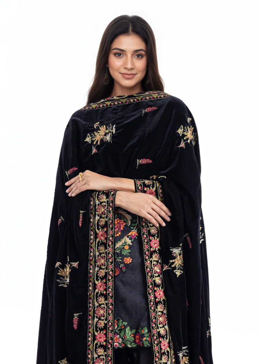 Embroidered Velvet Shawl (WPSHWBS26F2)