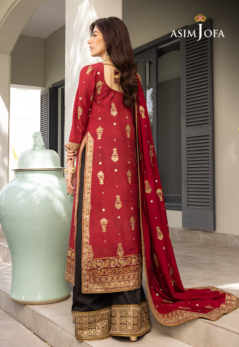 Ajjh-02 Embroidered Raw Silk 3 Pcs