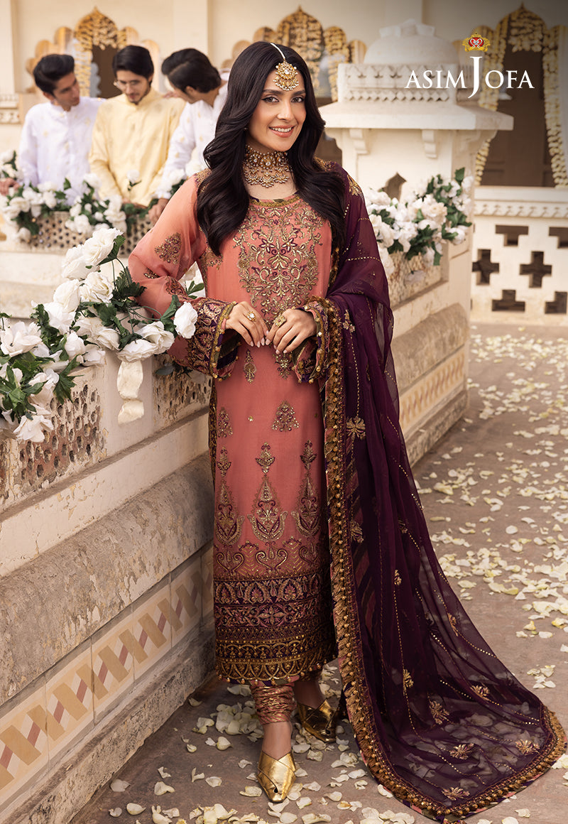 AJSHD-13 EMBROIDERED CHIFFON STITCHED 2 PCS