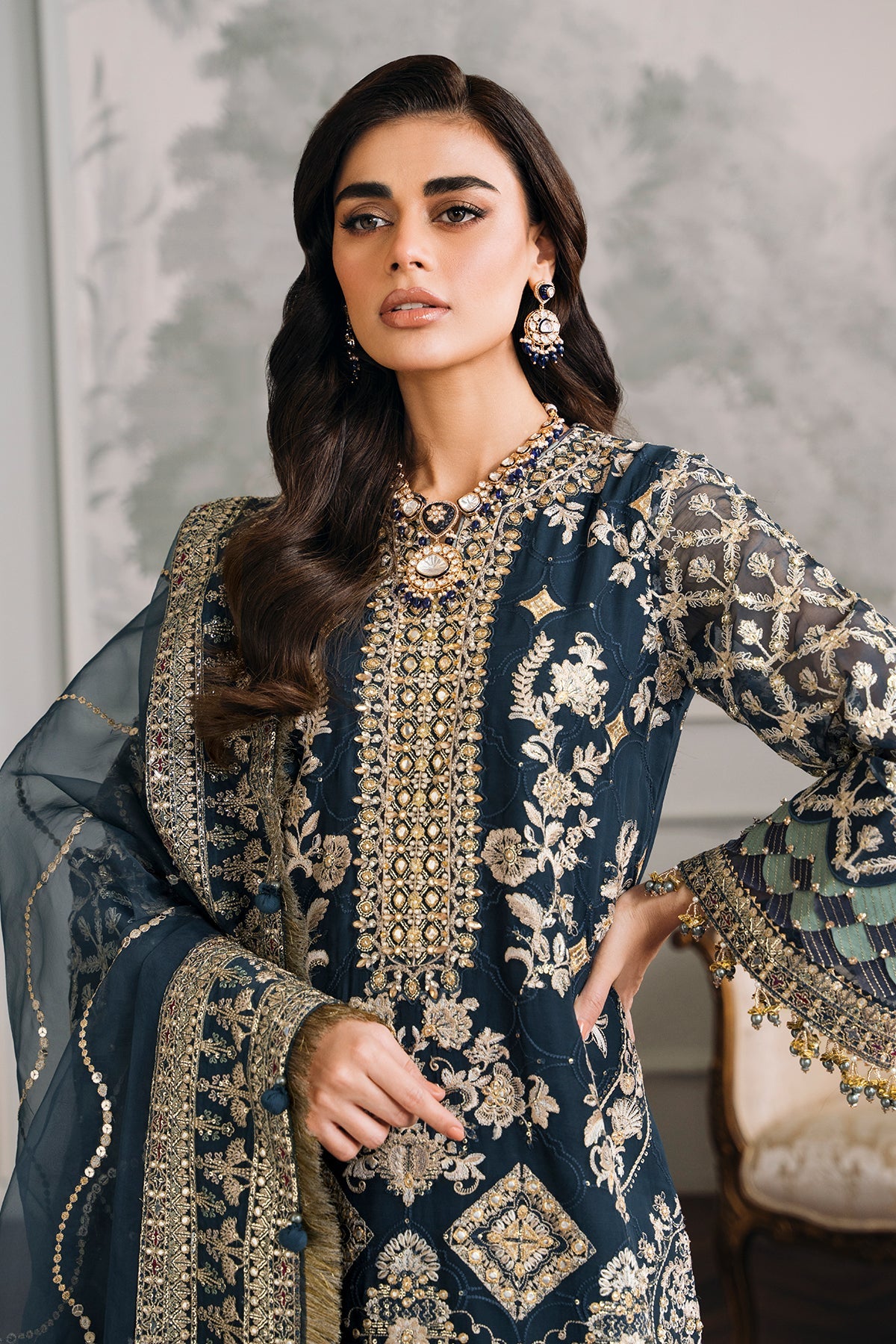 EMBROIDERED CHIFFON CH12-01 STITCHED