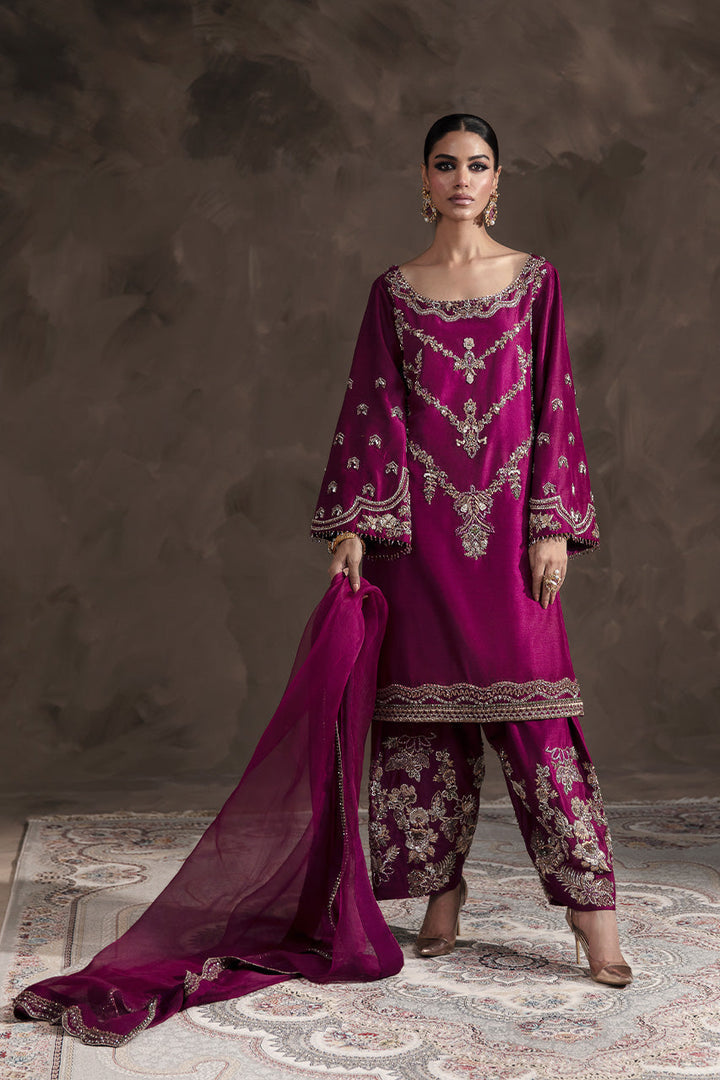 Eliana Style — Mairaz Magenta Silk Three-Piece Suit