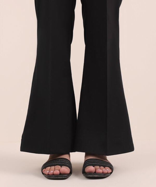 Solid Cambric Boot-Cut Pants