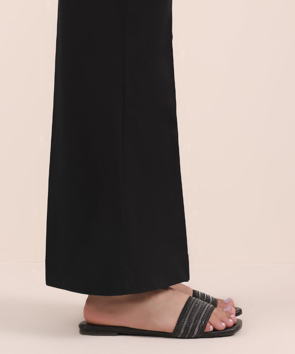 Solid Cambric Boot-Cut Pants