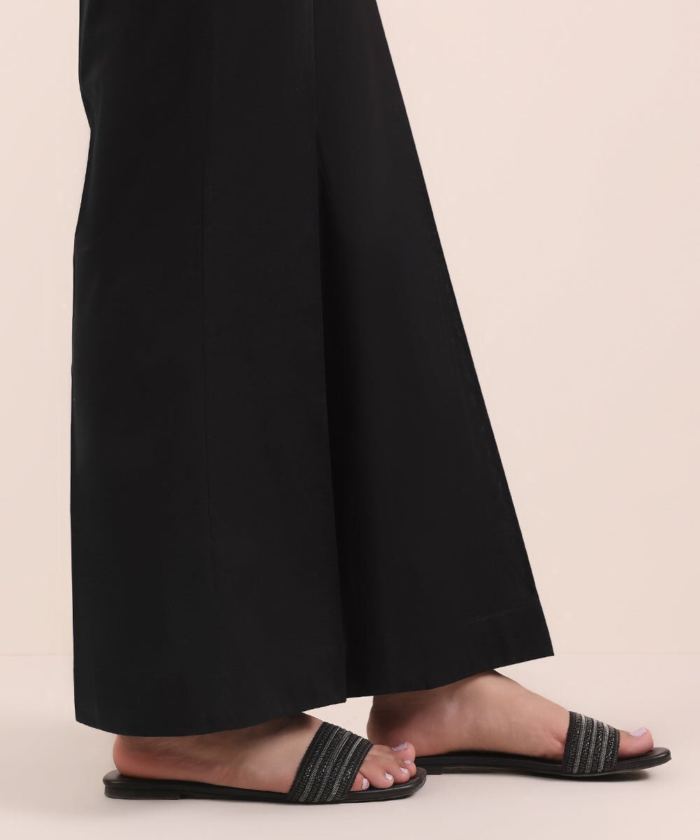 Solid Cambric Boot-Cut Pants