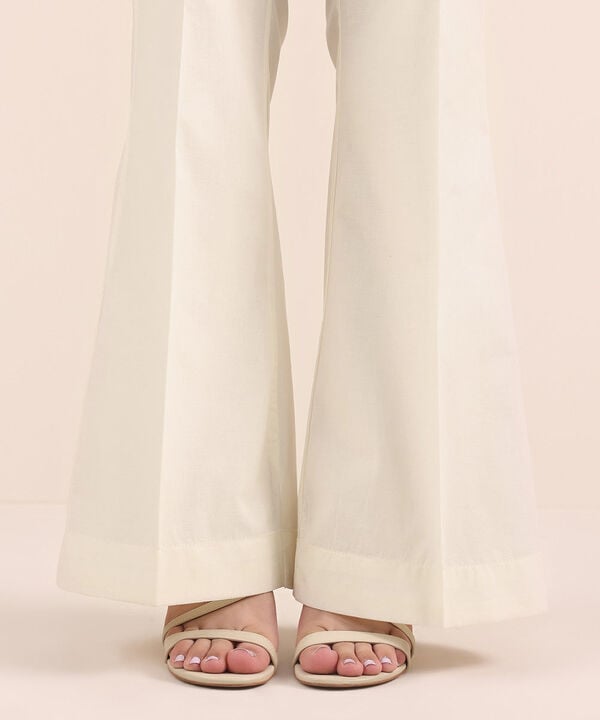 Solid Cambric Boot-cut Pants