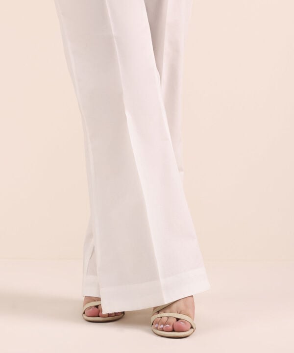 Solid Cambric Boot-cut Pants