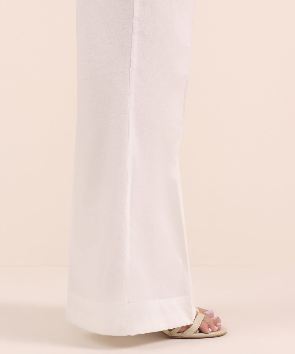 Solid Cambric Boot-cut Pants