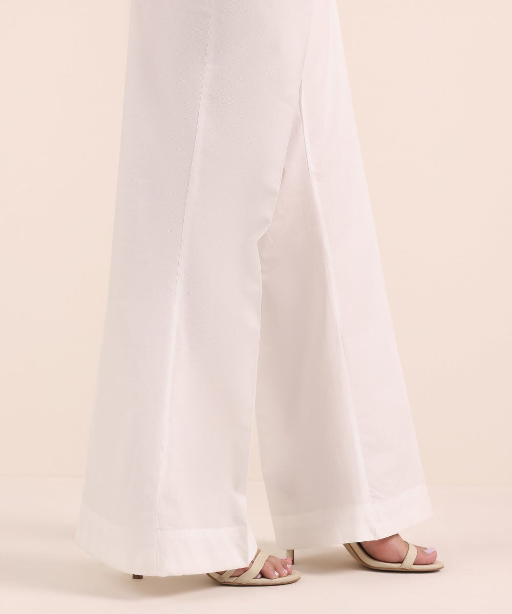Solid Cambric Boot-cut Pants