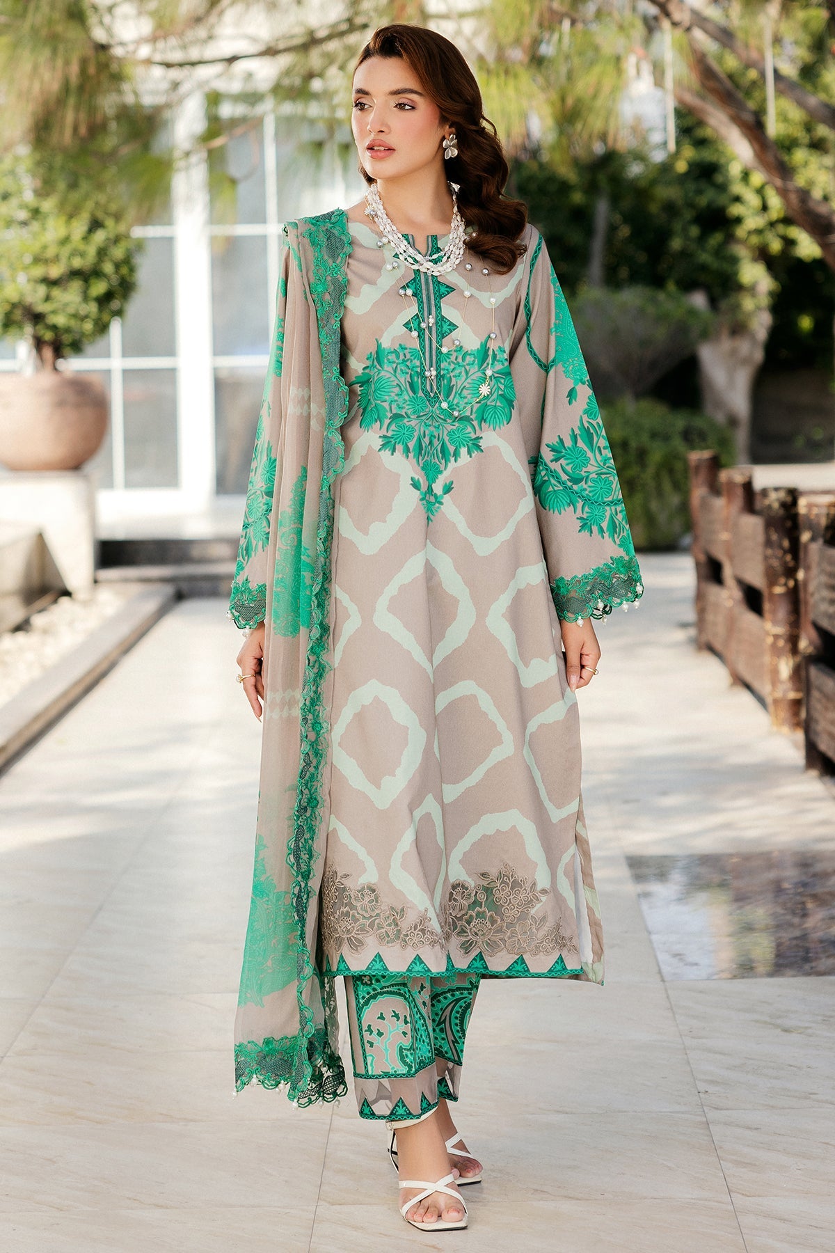 3-PC Unstitched Printed Embroidered Lawn Collection SH5-14