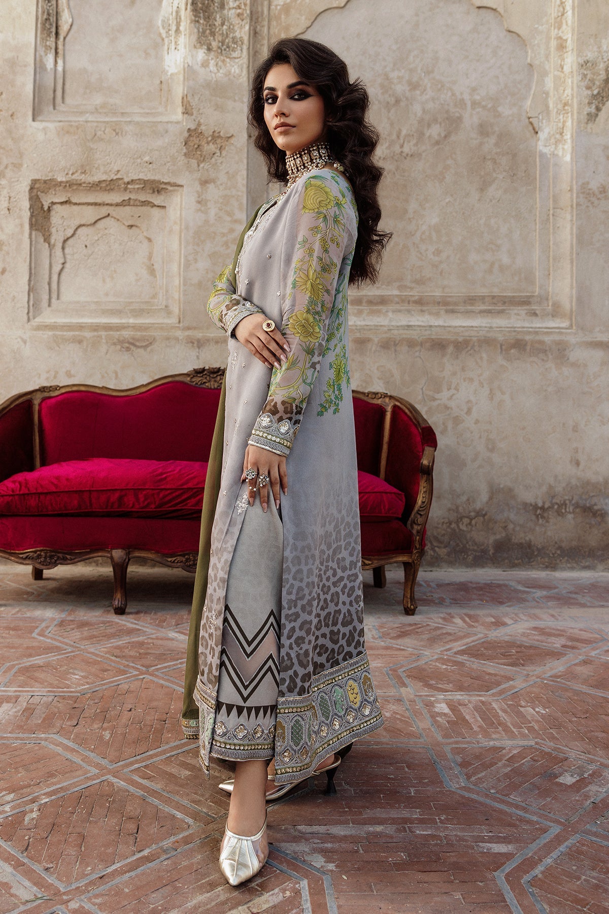 3-Pc Unstitched Embroidered Printed Chiffon Collection VSL6-12