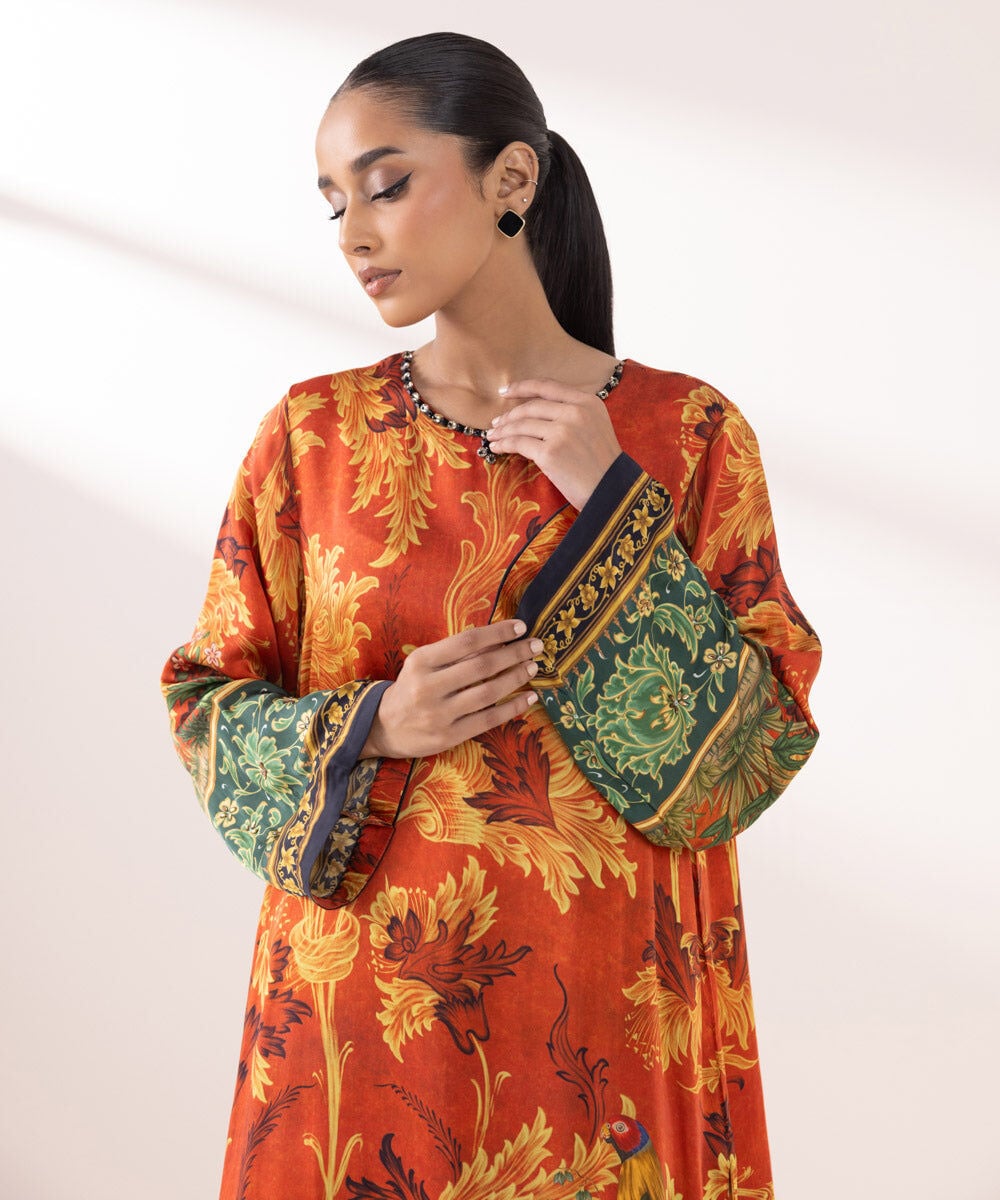 2 Piece - Embellished Silk Suit