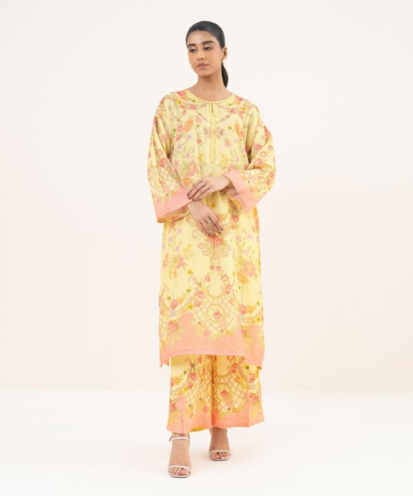 2 Piece - Printed Silk Suit
