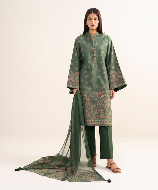 3 Piece - Printed Zari Lawn Suit