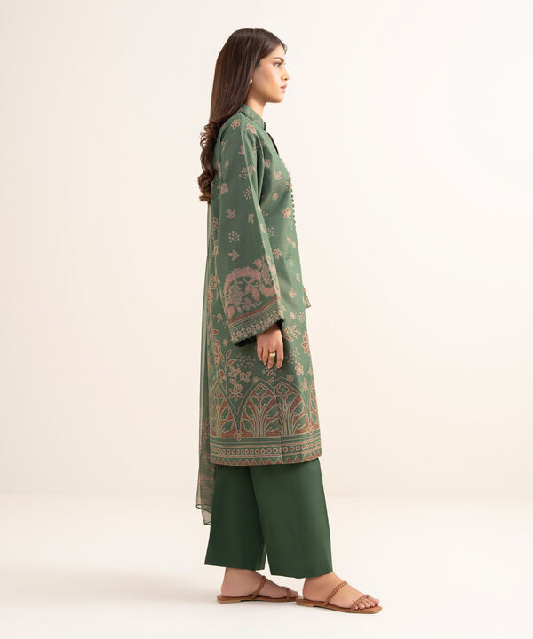 3 Piece - Printed Zari Lawn Suit