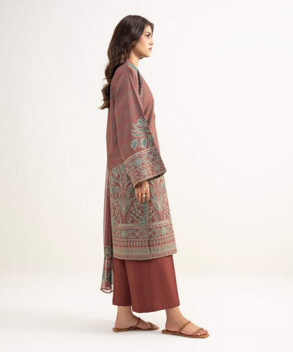 3 Piece - Printed Zari Lawn Suit