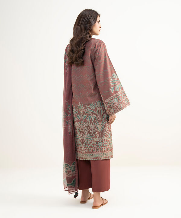 3 Piece - Printed Zari Lawn Suit