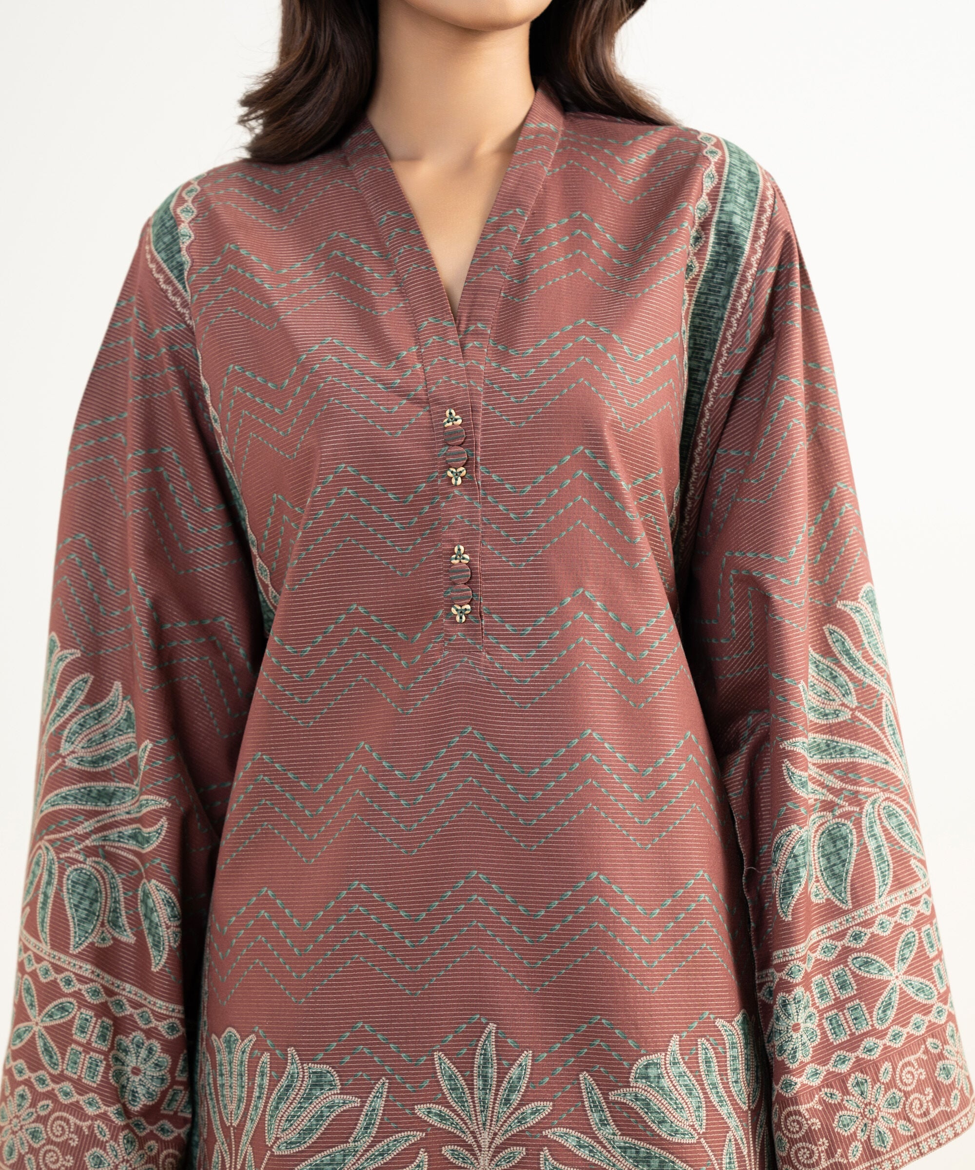 3 Piece - Printed Zari Lawn Suit