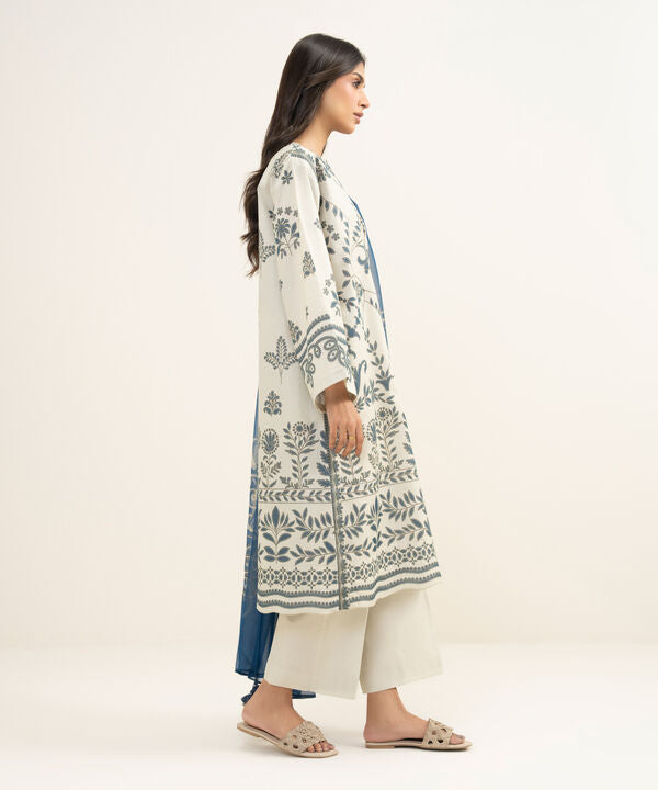 3 Piece - Printed Zari Lawn Suit
