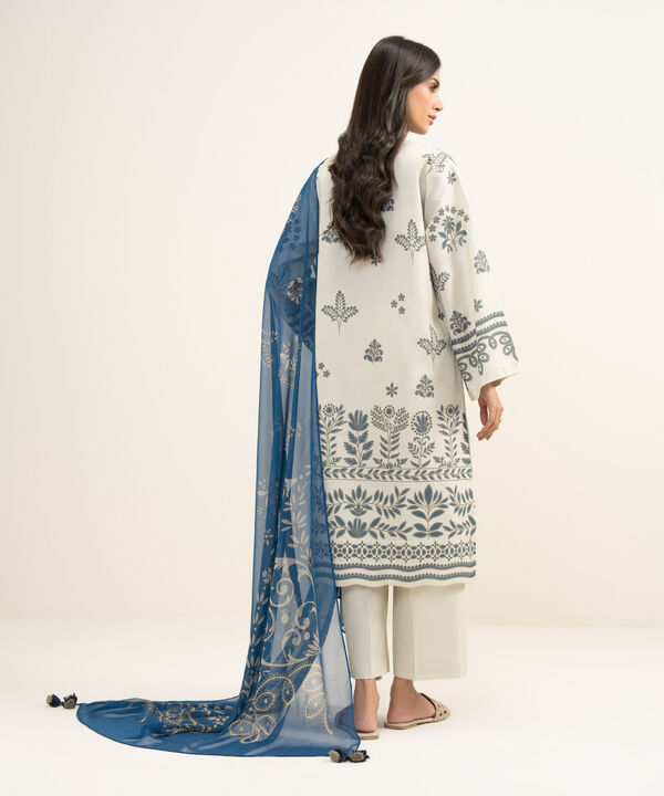3 Piece - Printed Zari Lawn Suit