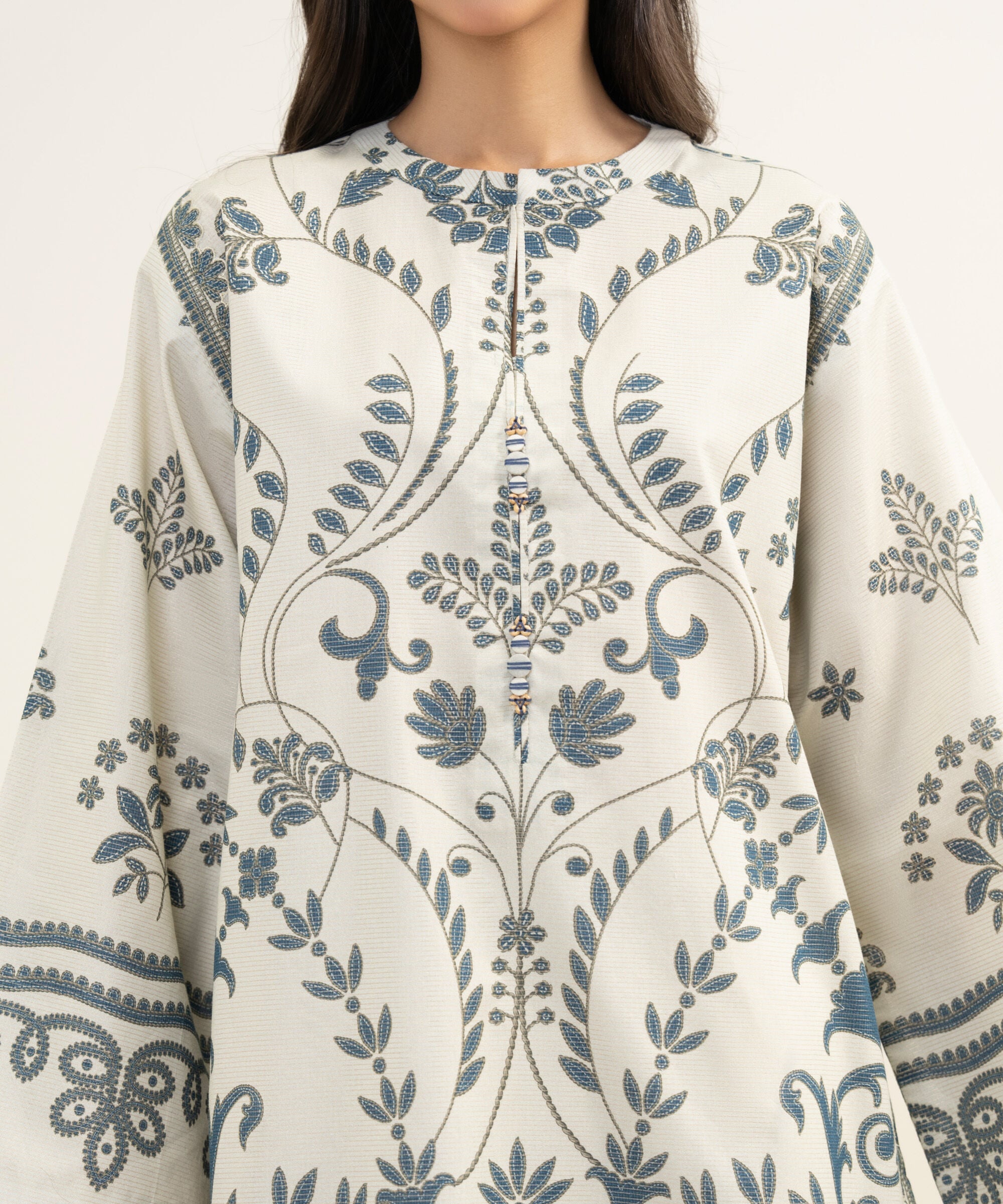 3 Piece - Printed Zari Lawn Suit