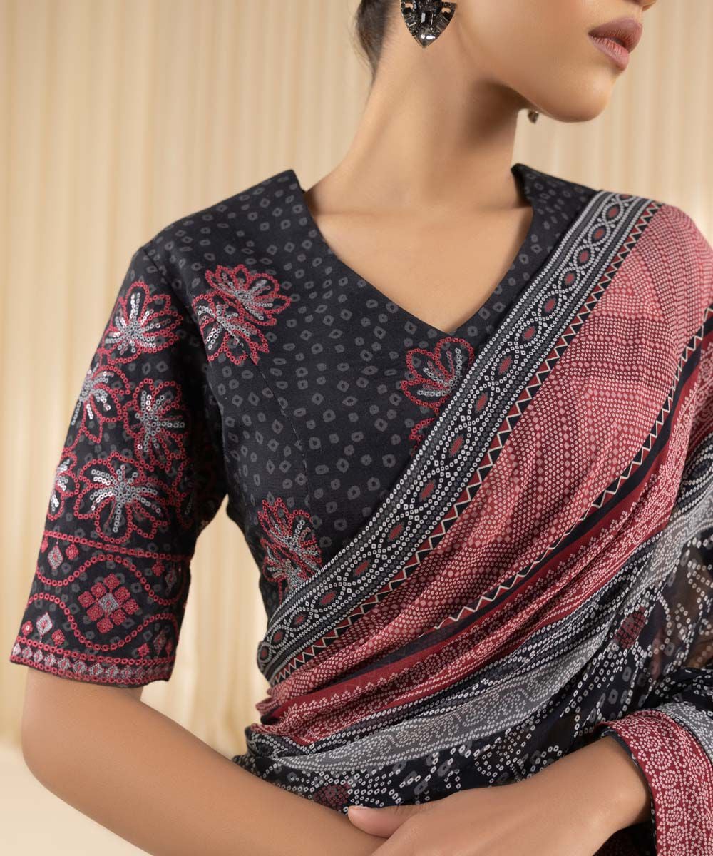Embroidered Chiffon Saree
