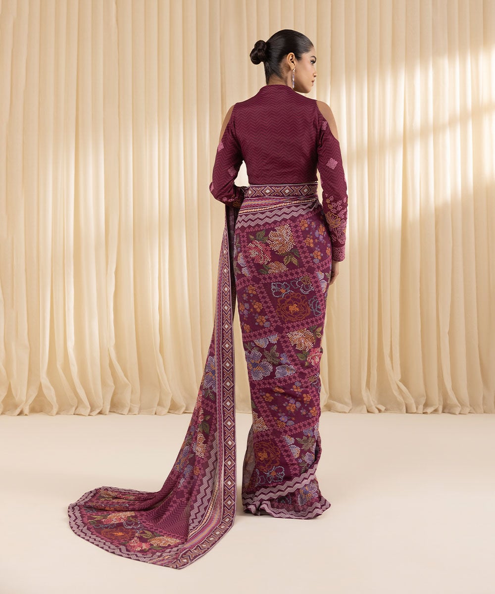 Embroidered Chiffon Saree