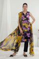 3 Piece Unstitched Printed Cotton Silk Suit with Printed Tussar Silk Dupatta