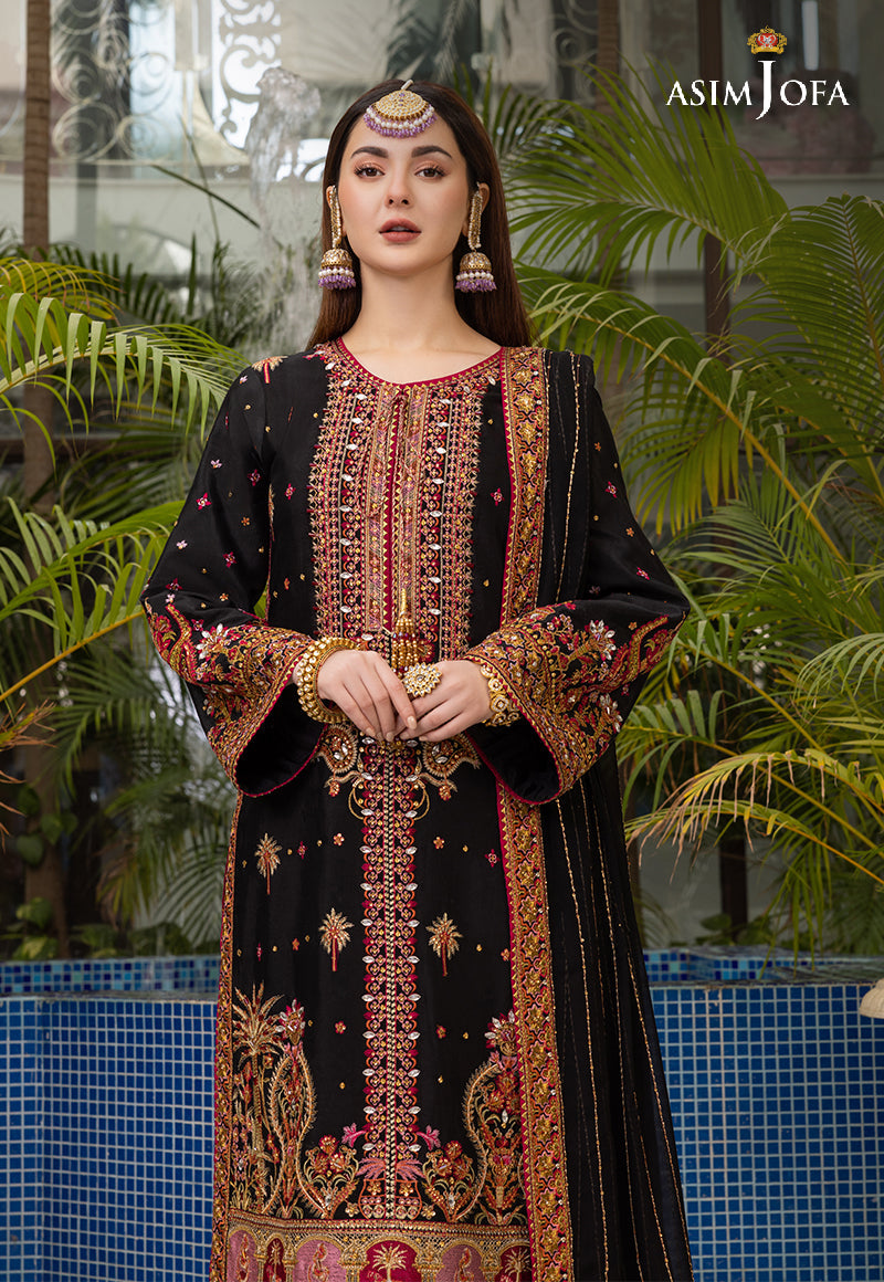 AJHJ-19 EMBROIDERED VISCOSE RAW SILK 3 PCS