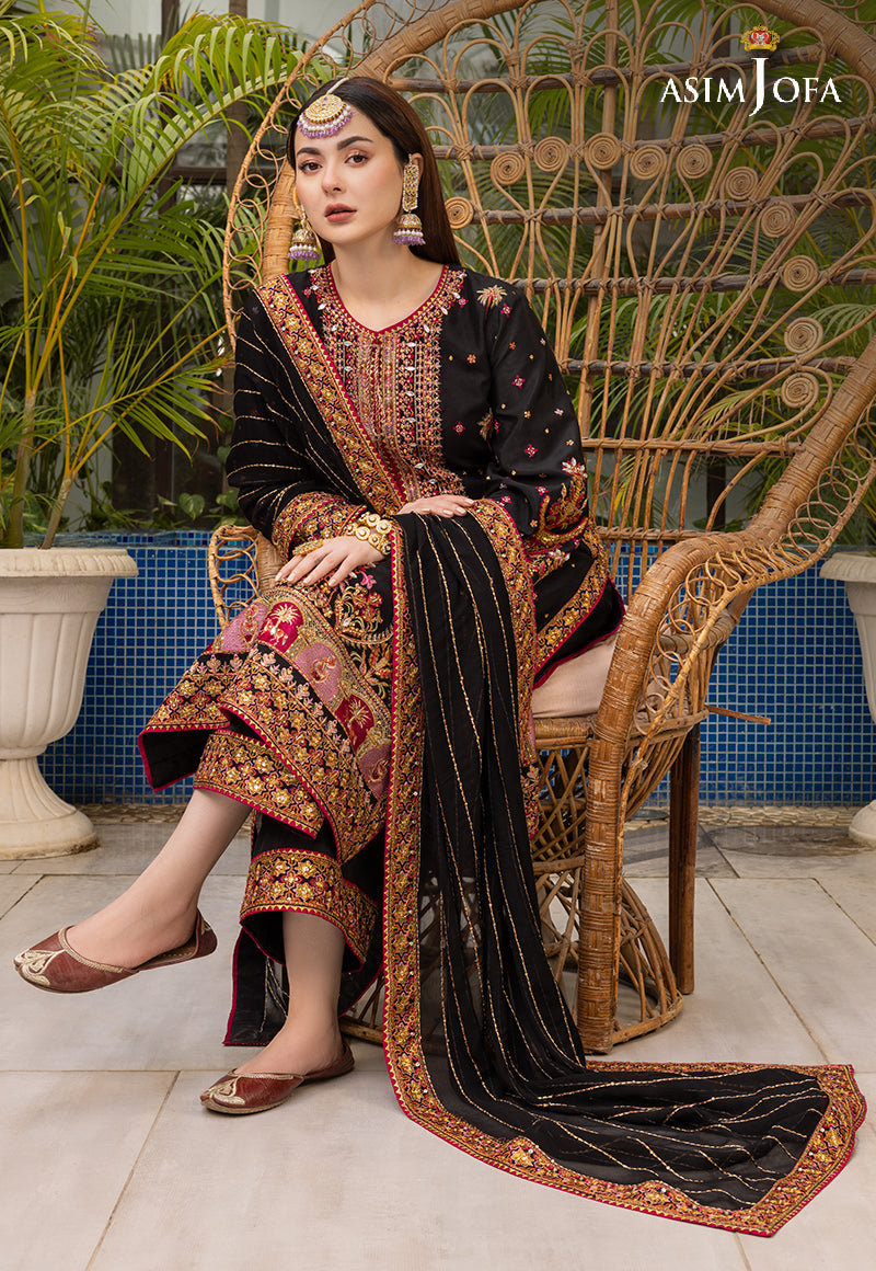 AJHJ-19 EMBROIDERED VISCOSE RAW SILK 3 PCS