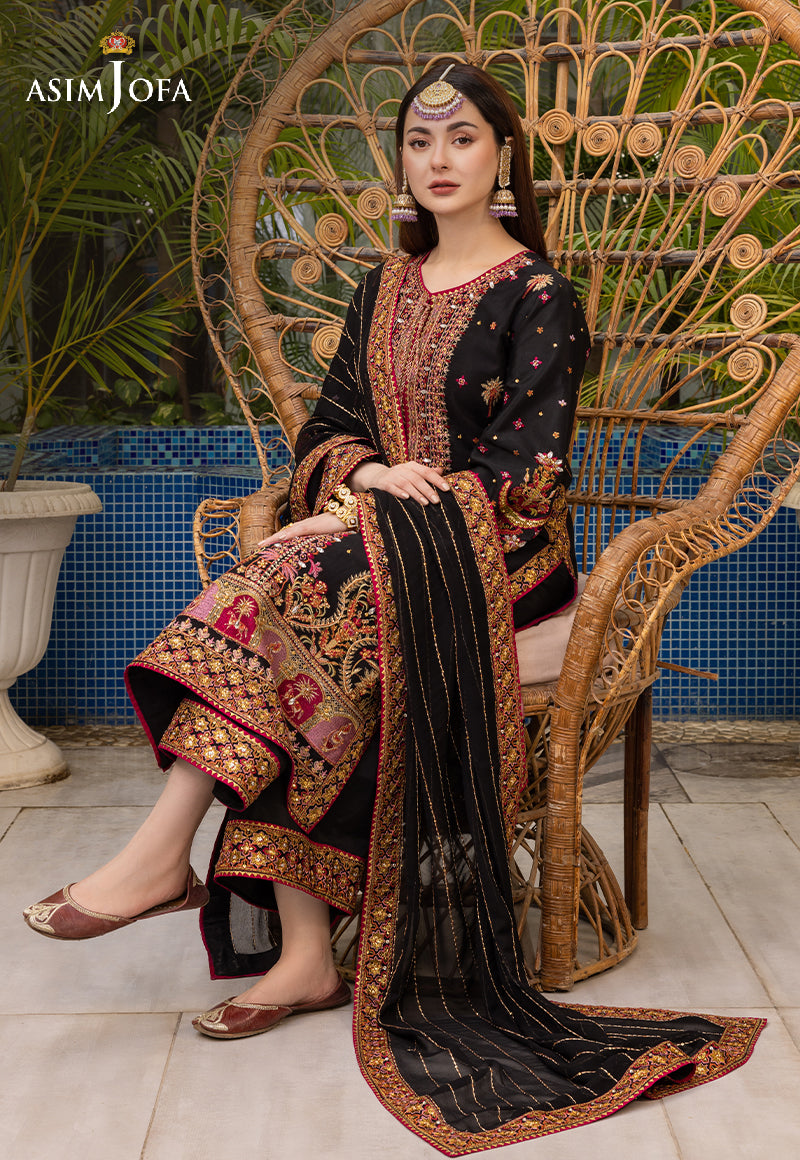 AJHJ-19 EMBROIDERED VISCOSE RAW SILK 3 PCS
