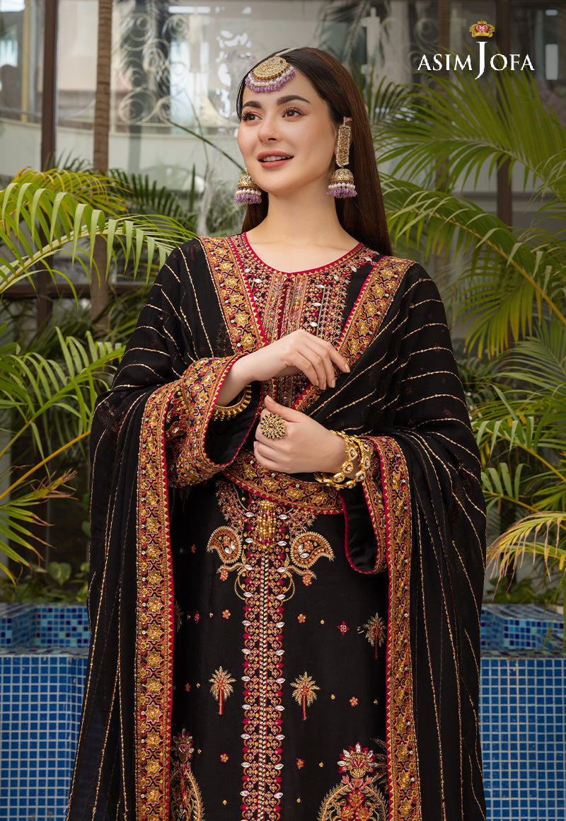 AJHJ-19 EMBROIDERED VISCOSE RAW SILK 3 PCS