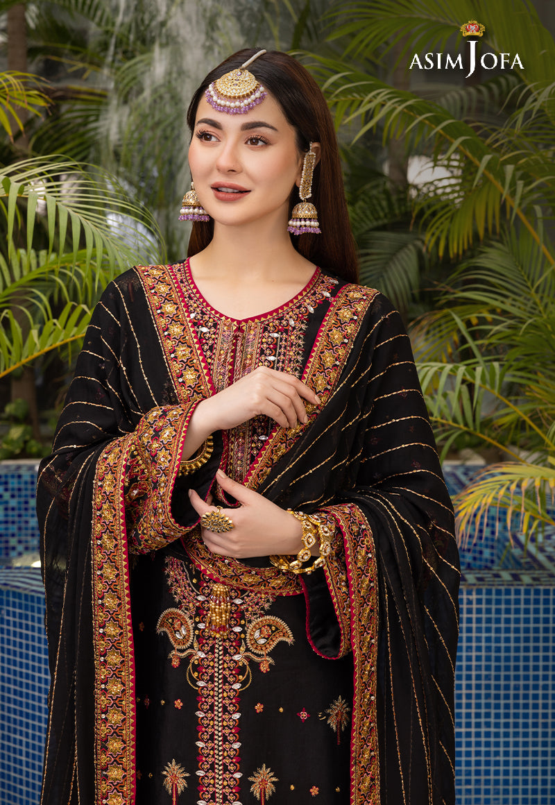 AJHJ-19 EMBROIDERED VISCOSE RAW SILK 3 PCS