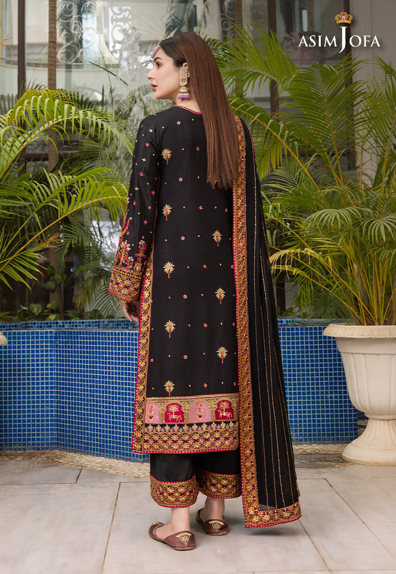 AJHJ-19 EMBROIDERED VISCOSE RAW SILK 3 PCS