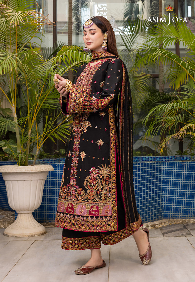 AJHJ-19 EMBROIDERED VISCOSE RAW SILK 3 PCS