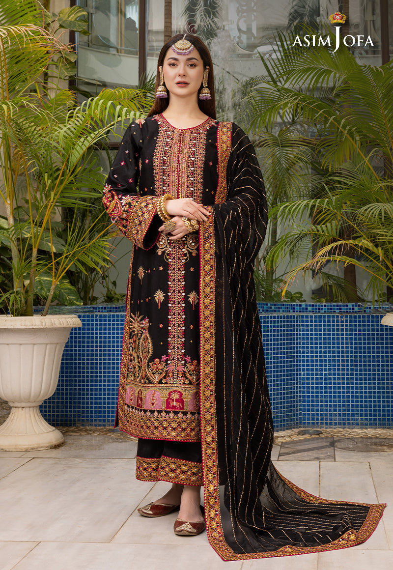 AJHJ-19 EMBROIDERED VISCOSE RAW SILK 3 PCS